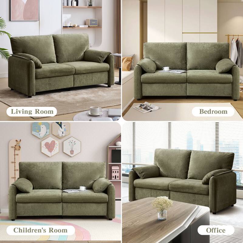 71.28" Chenille 2-Seater Sofa with Cloud-Like Cushion & Sponge Support
