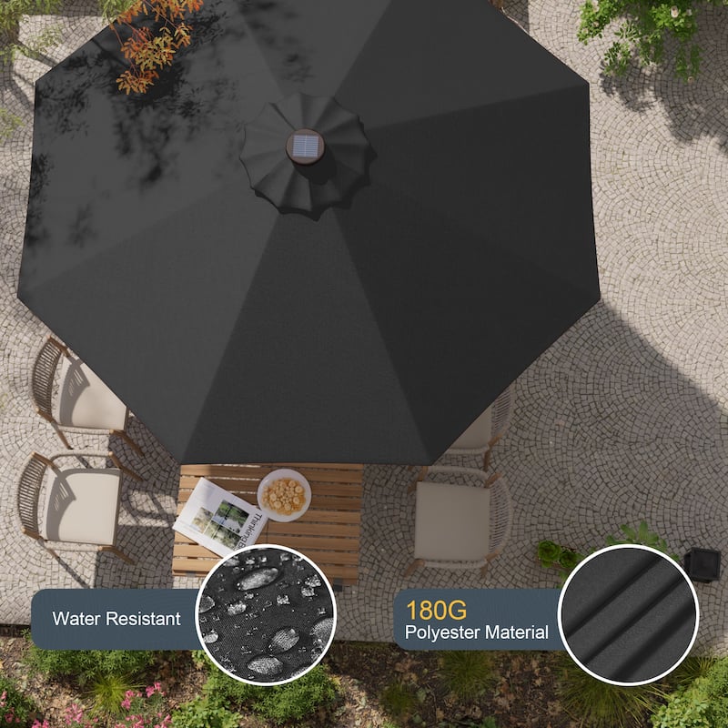 LIVOOSUN 9Ft Patio LED Market Umbrella Outdoor Table Steel Umbrella