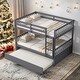 preview thumbnail 2 of 34, Rubber Wood 2 In 1 Full Over Full Bunk Bed with Twin Size Trundle,Kids Bed Design