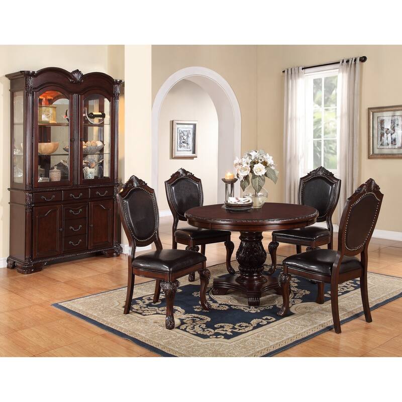 Majestic Formal Dining Room Table Brown 1pc Dining Table Only Pedestal Base Royal Round Table