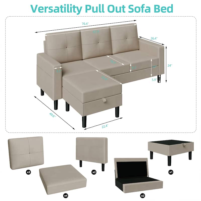 Futzca Convertible Sectional Sofa Couch