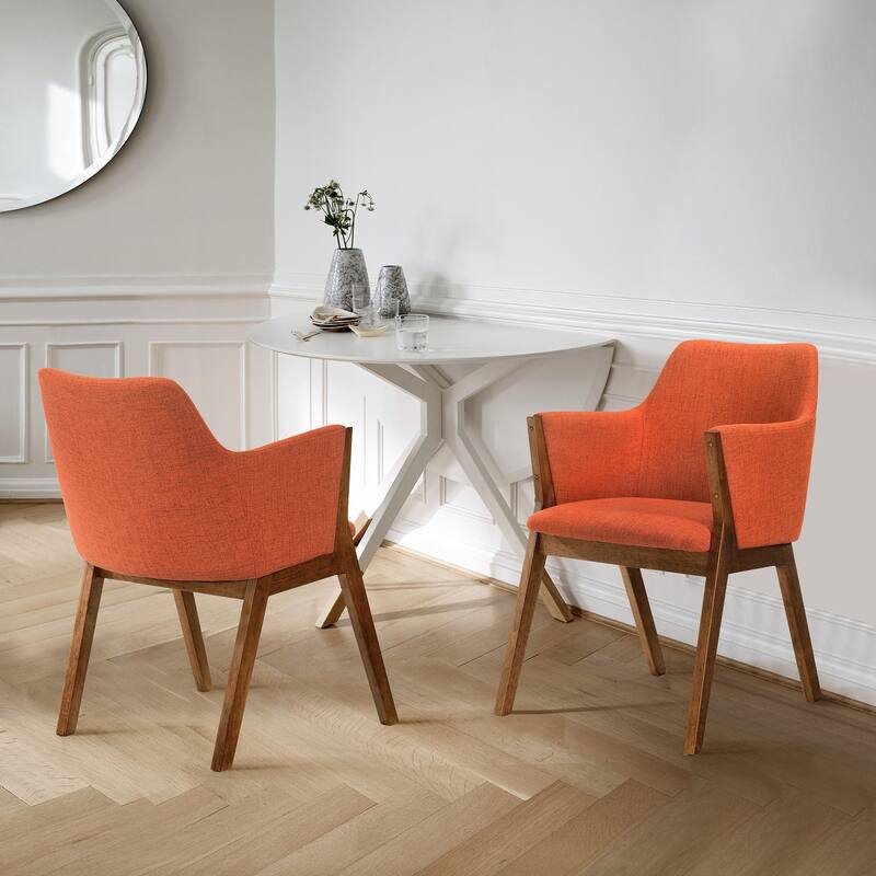 Dining Side Chairs - Fabric & Wood Set of 2 - Modern Kitchen Chairs