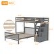 preview thumbnail 17 of 15, Elegant Twin over Full Loft Bed with Staircase, Ladder with 3 Storage Grids, Sturdy Construction & Safety Guaranteed, Grey