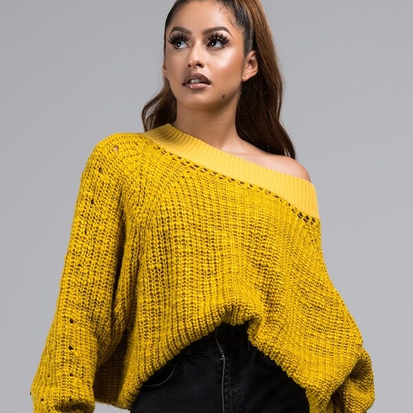 Shop Akira Women'S Loose Knit Oversize Long Sleeve Off Shop Akira Women'S Loose Knit Oversize Long Sleeve Off