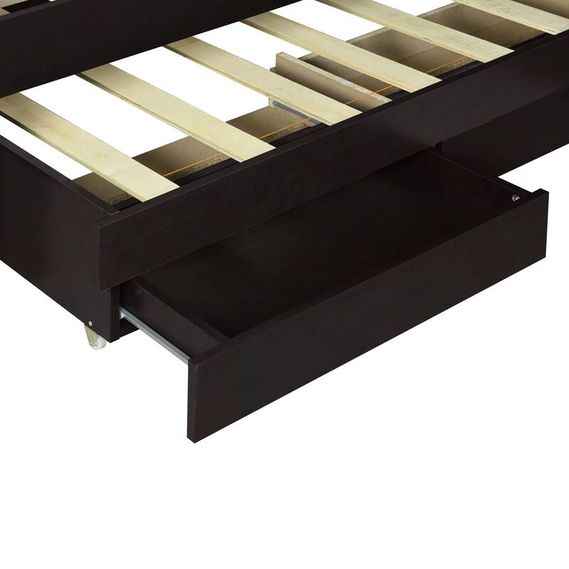 Multi-purpose platform bed with trundle and drawers
