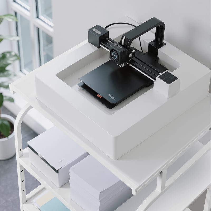Javlergo 3-Tier Rolling Printer Stand with Locking Wheels Charging Station & AC/USB Outlets Mobile Office Storage Cart