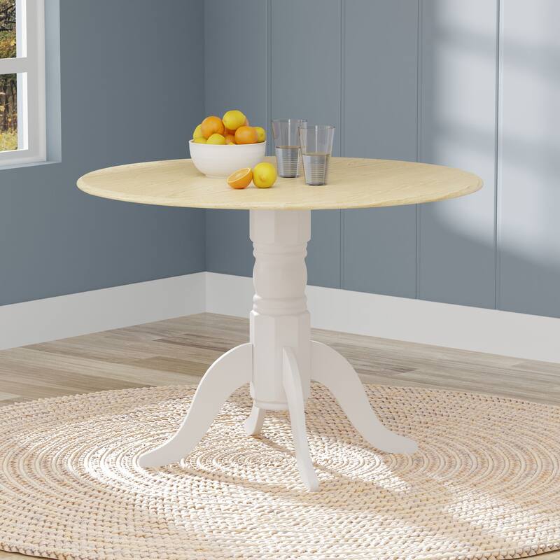5-Piece Dining Set, 42" Round Drop-Leaf Table and X-Back Chairs