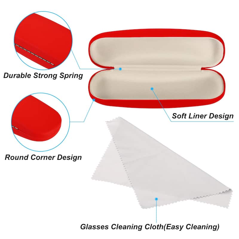 Glasses Case Hard Shell, Eyeglass Case Hard for Women Men Glasses, Red