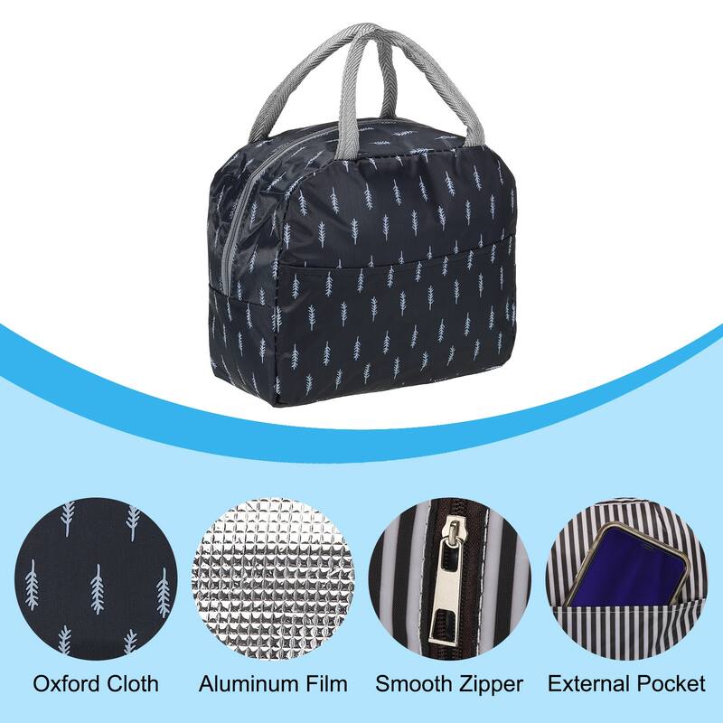 Insulated Lunch Bags, 9"x4"x8" Thermal Lunch Portable Containers Bag - Blue, White