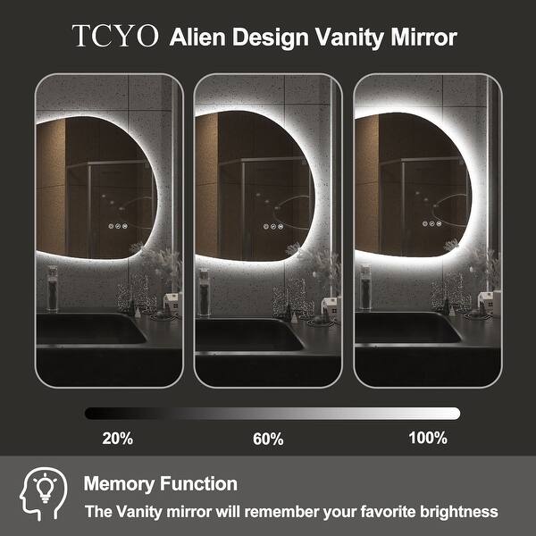 SMIROR Irregular Led Bathroom Mirror 60x 32 Inch, Cloud