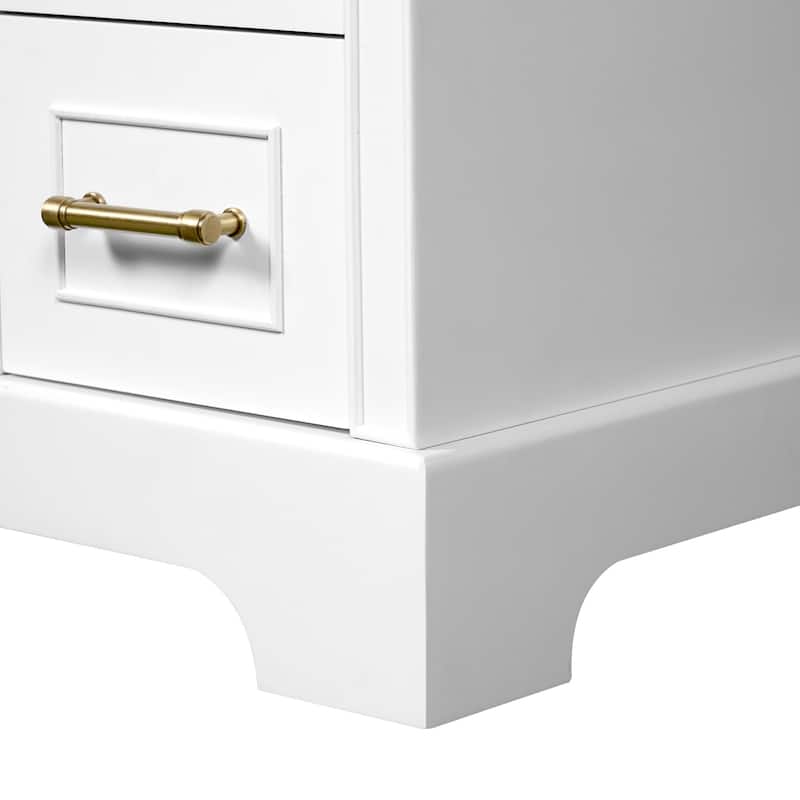 36" Luxury Elegant Bathroom Vanity with Ceramic Sink,Soft Closing Doors,4 Durable Smooth Soft-close Drawers,1 Adjustable Shelf