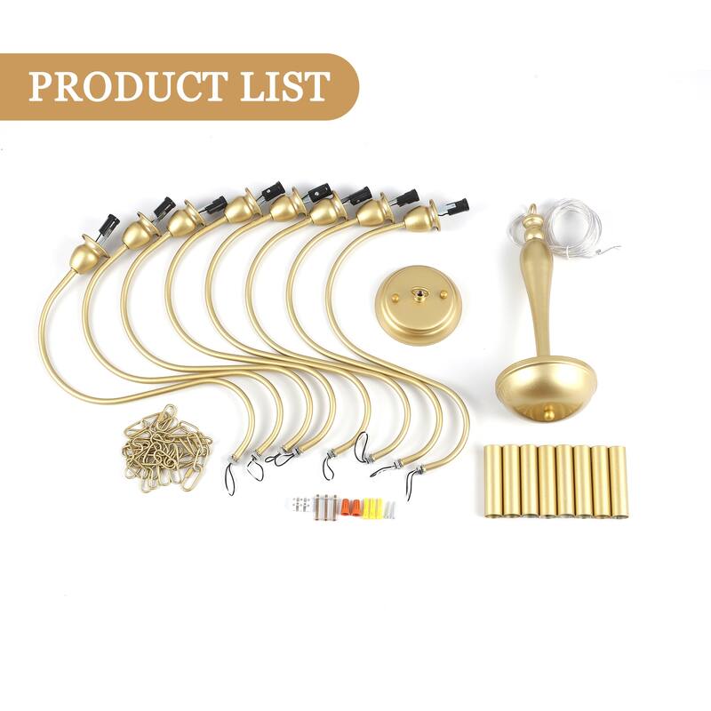 8-Light Candlestick Hanging Linear Island Chandelier Lighting Fixture for Dining Room Kitchen Island