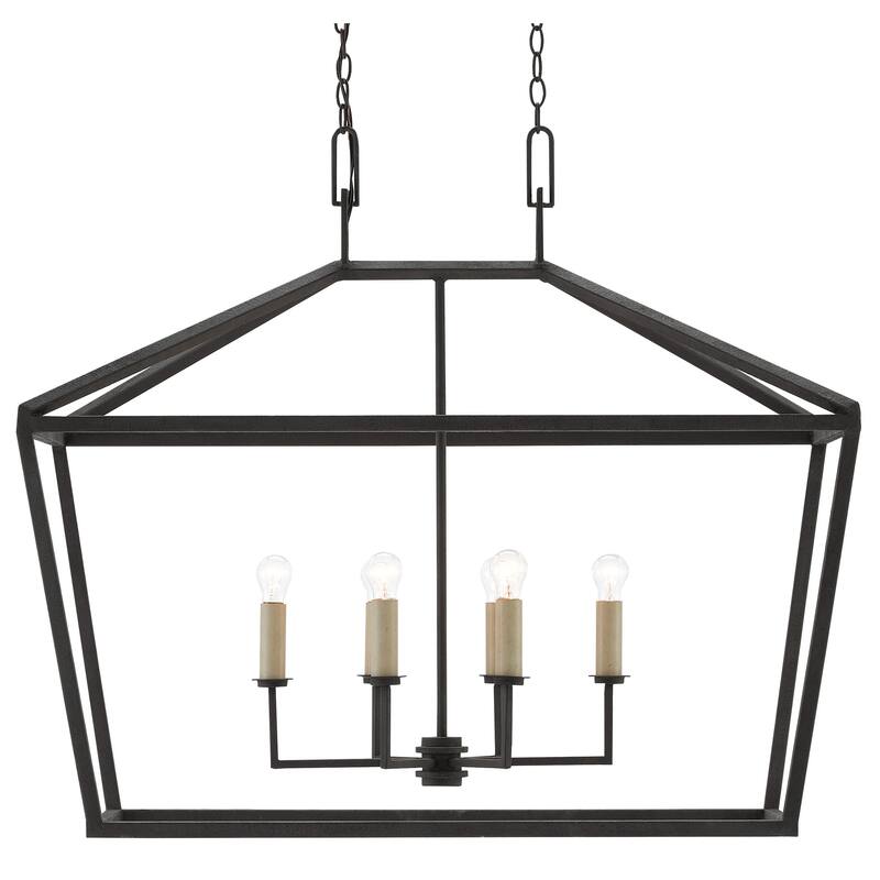 Currey & Company Denison Rectangular Lantern - 34.75"h x 40"w x 20"d - 34.75"h x 40"w x 20"d - Molé Black