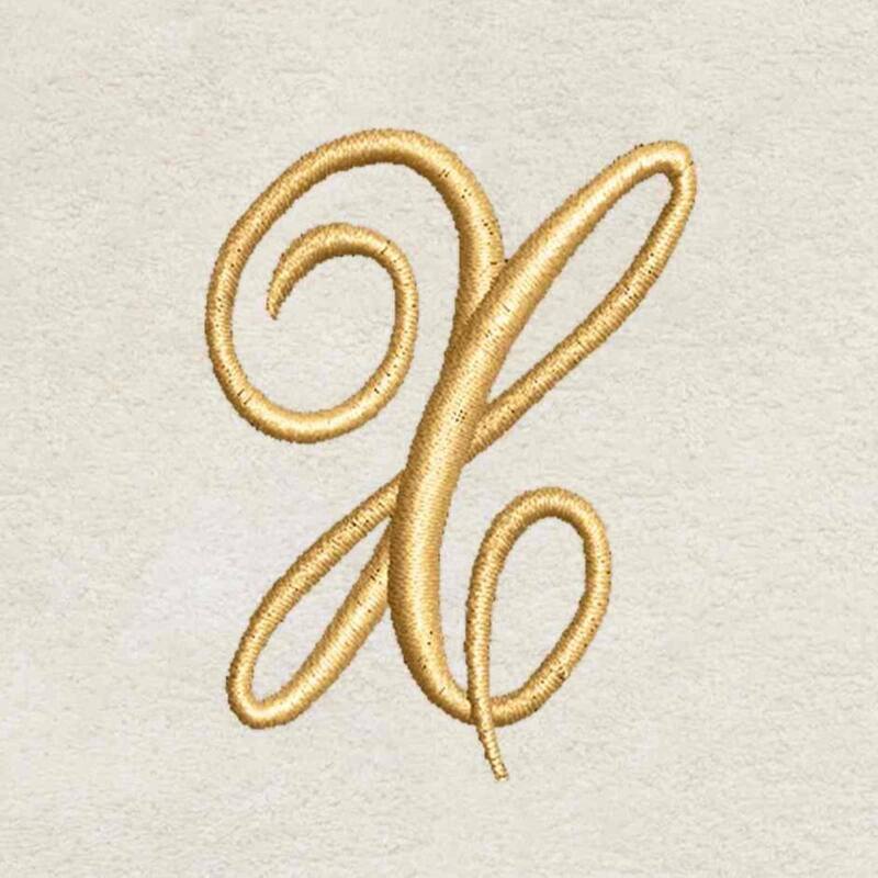 Avanti Linens Ivory/Gold Script Monogram Bath Towel Letter X - Bath Towel
