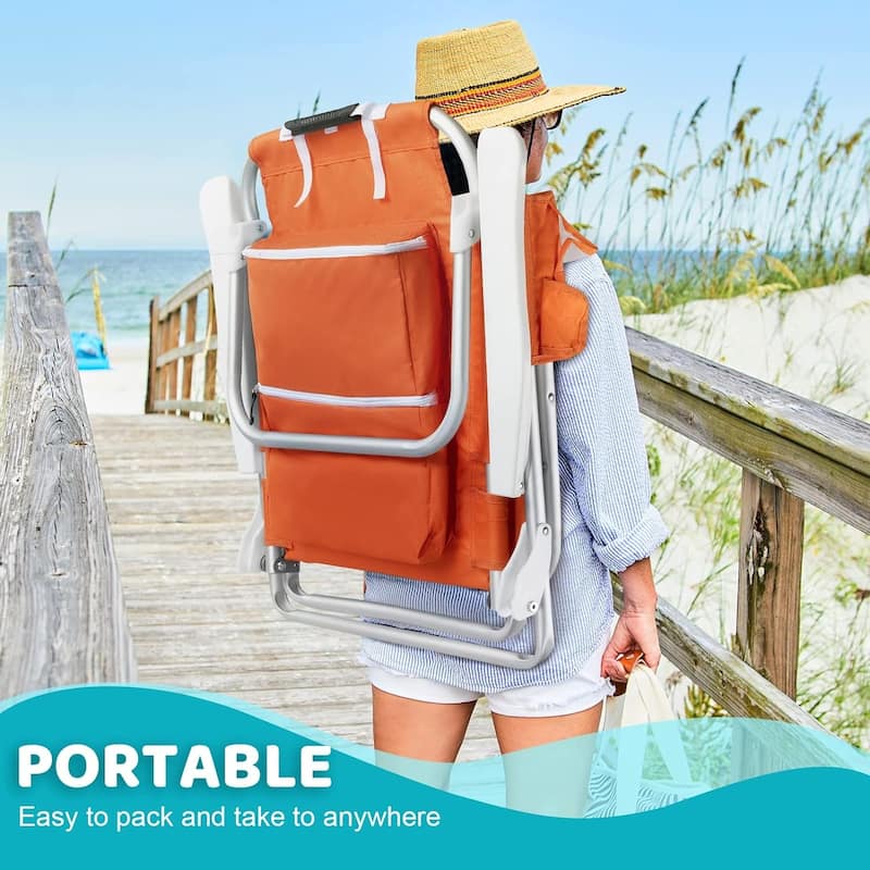 BOSSIN Backpack Beach Chairs for Adults,Adjustable high Beach Lounge Chairs with Towel Rack for Outdoor,Travel