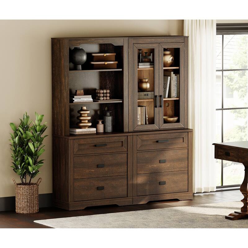 3 Tier Bookcase with Drawer,73.3" Tall Floor Standing Bookshelf