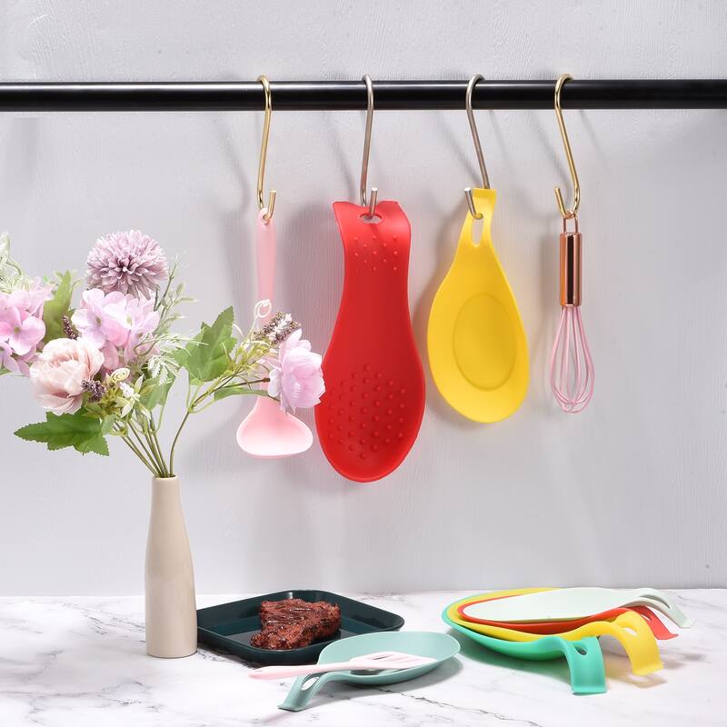 S Hanging Hooks, 8inch(200mm) Extra Long Steel Hanger, Gold Tone, 5Pcs - Gold Tone