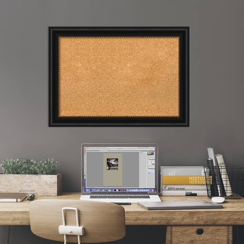 Manhattan Black Framed Cork Bulletin Memo Board