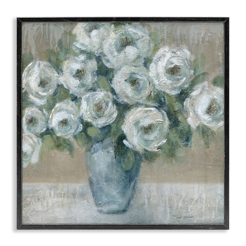 Stupell Round Painted Roses Framed Giclee Art Design By Carol Robinson - 24 x 24 - Black
