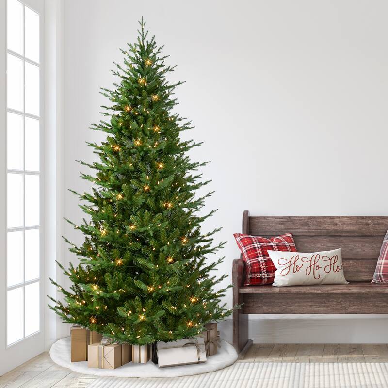Puleo International 7.5 ft. Pre-Lit Boulderwood Artificial Spruce Tree