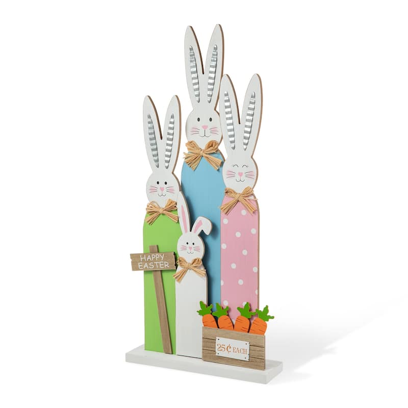 Glitzhome Easter Wooden Bunny Porch Decor Standing Rabbit Sign Decoration