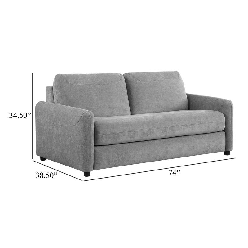 Rilia Sofa Sleeper with Queen Mattress, Classic Gray Fabric, 74 Inch
