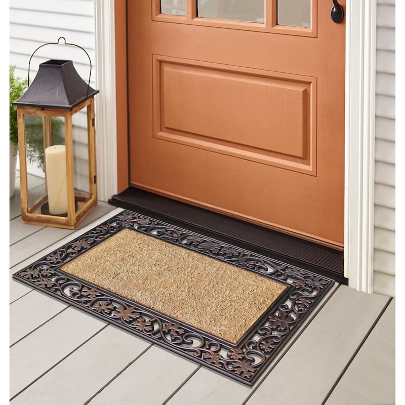 A1HC Rubber and Coir Heavy Duty Non-Slip Tapered Edge Doormat