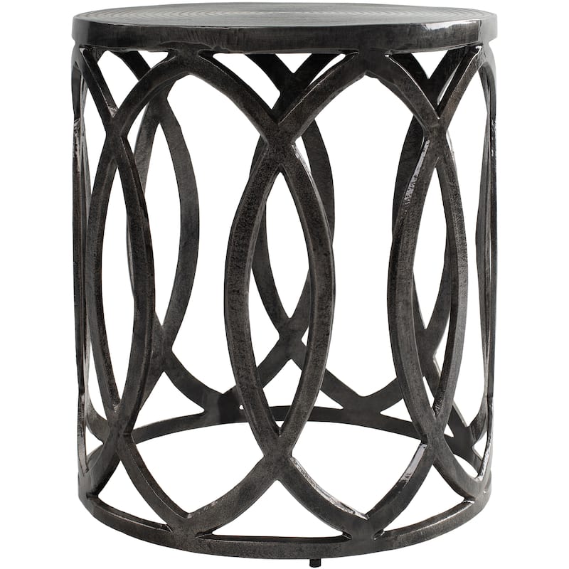 Artistic Weavers Mullac Glam Metal Drum 16-inch Tall Accent Table - 18"H x 16"W x 16"D
