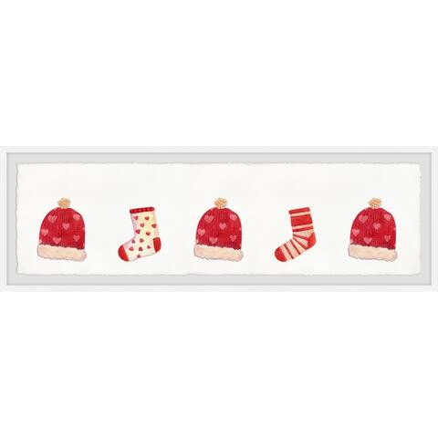 'Santa Hat and Christmas Socks' Framed Painting Print