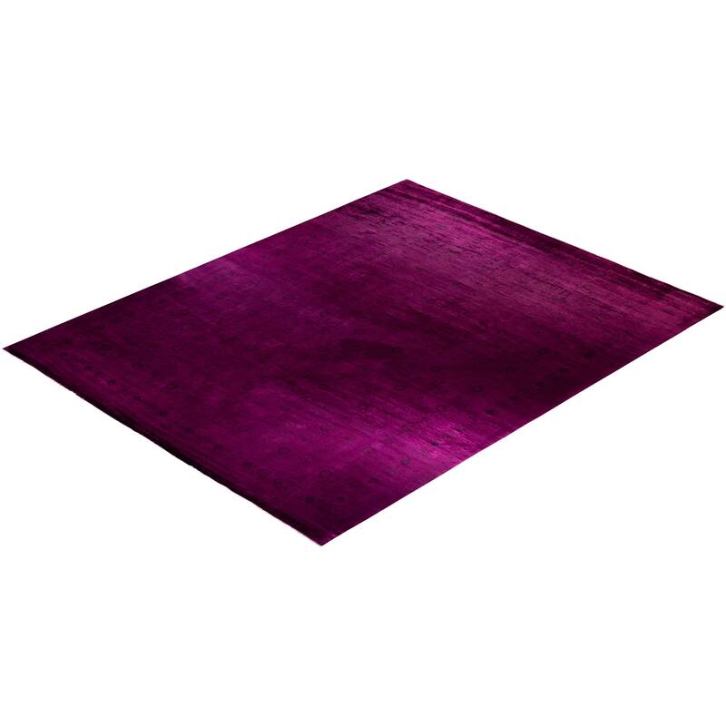 Overton Hand Knotted Wool Vintage Inspired Modern Contemporary Overdyed Plum Area Rug - 12' 2" x 14' 10"