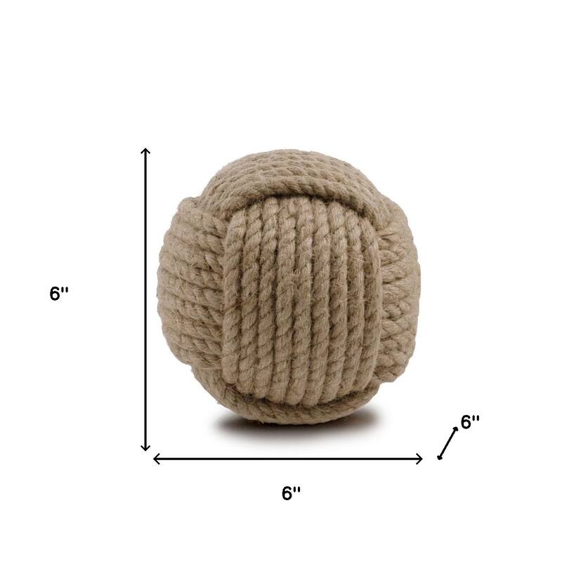HomeRoots 6" Natural Jute Decorative Orb Tabletop Sculpture - 6' X '6' X '6