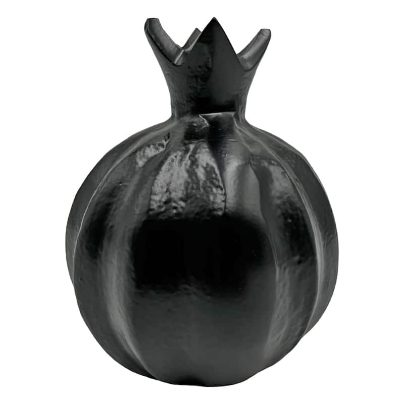 6 Inch Tall Decorative Handmade Aluminum Pomegranate Flower Vase - Black