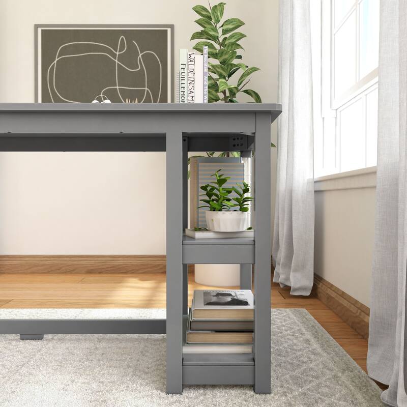 Plank and Beam Desk with Bookshelves