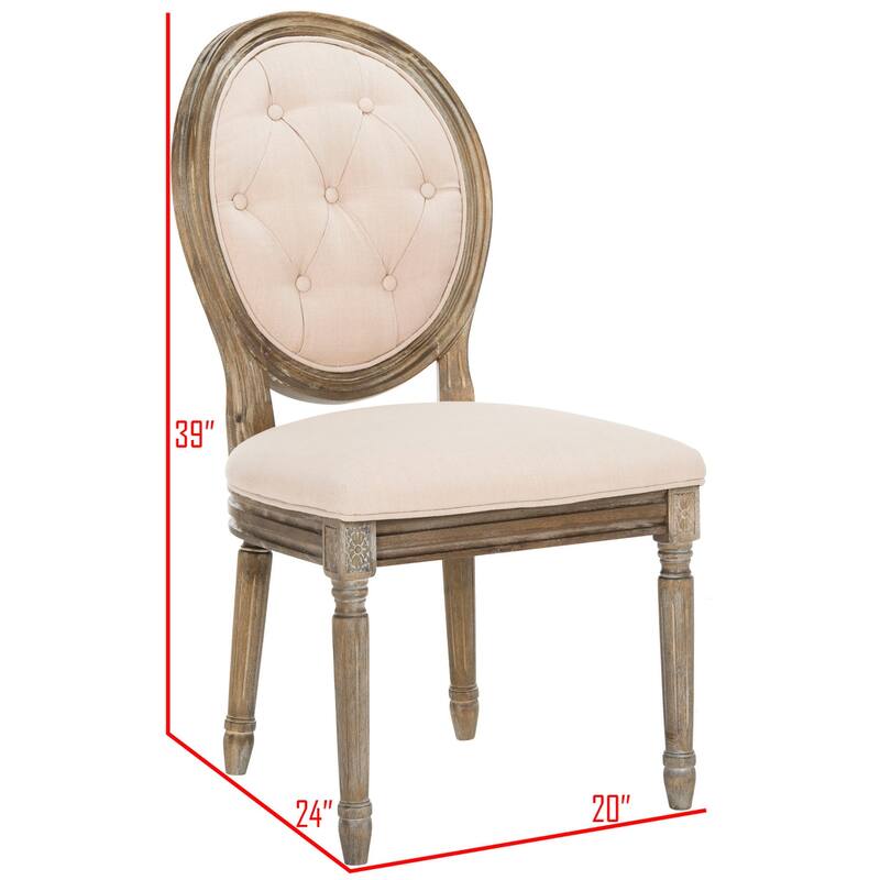 SAFAVIEH Eskarne Rustic Oak Tufted Oval Dining Chair (Set of 2) - 20" x 24" x 39" - 20Wx24Dx39H