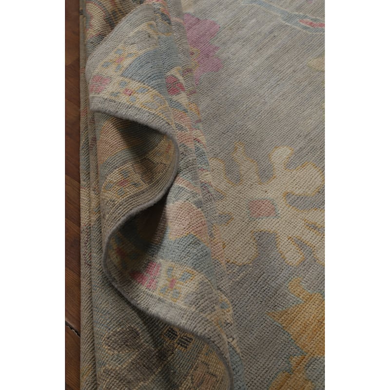 Hand Knotted Oriental 100% Wool Carpet Transitional All-Over Greys & Charcoal Oushak Area Rug - 11' 9'' X 9' 4''