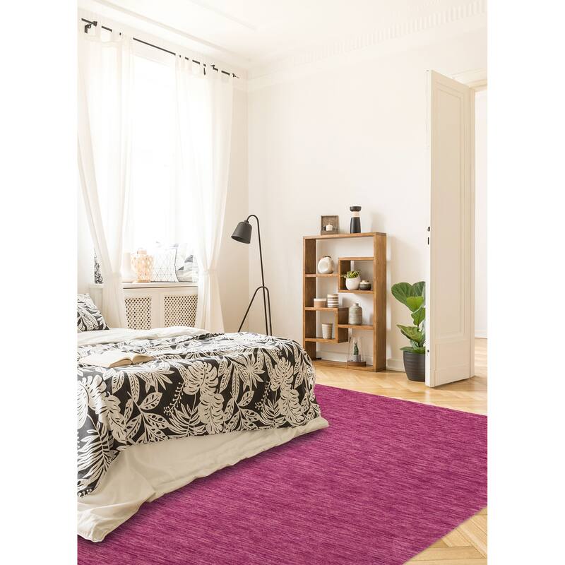 ECARPETGALLERY Hand Loomed Kashkuli Gabbeh Dark Magenta Wool Rug - 4'11 x 7'9