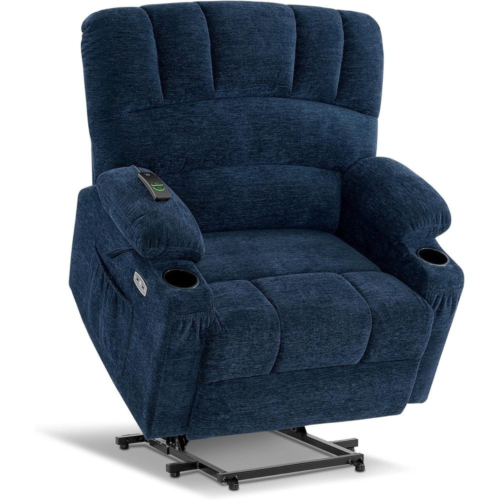 MCombo Recliner Chair Sofa with Massage and Heat, Fabric R7096 (Medium-Wide)