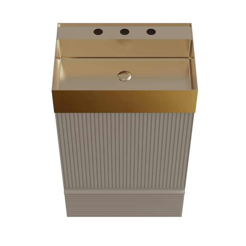 GDFStudio - Gada Stylish 20" Striped Bathroom Vanity with Integrated Stainless Steel Sink and Efficient Storage