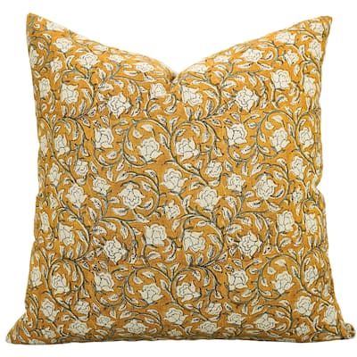 Linen Farmhouse Block print pillow Cover - Amritvela