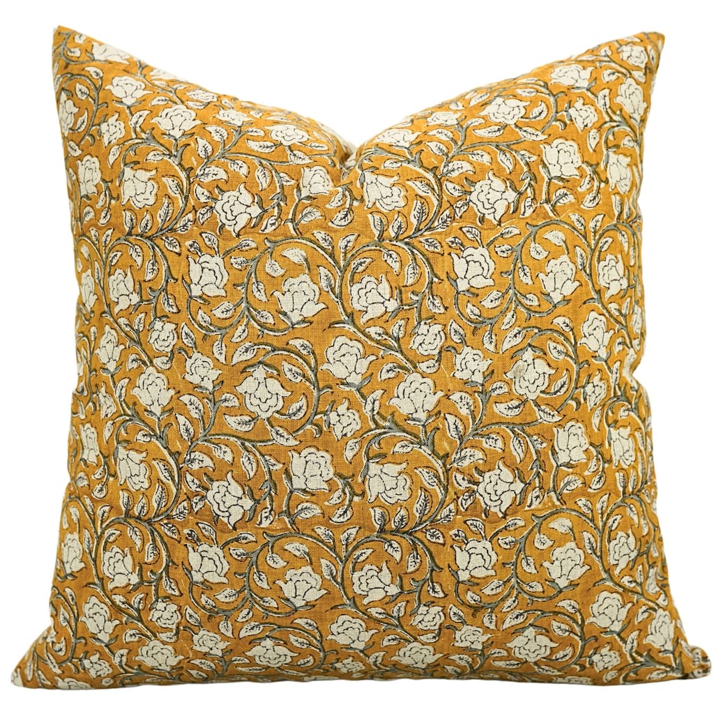 Fabdivine Yellow Bohemian Sustainable Fabric Hidden Zipper Pillow or Cushion Cover