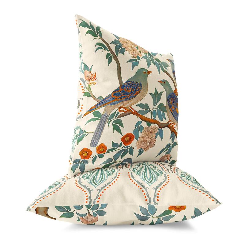 Amrita Sen Enchanted Feathers Indoor Outdoor Pillow with Removable Cover