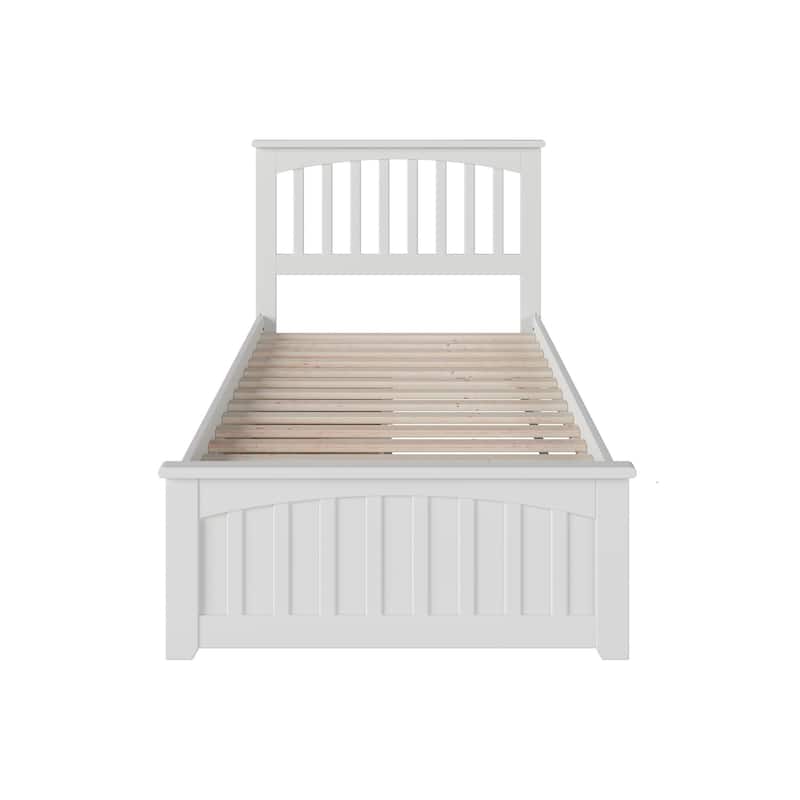 Mission Twin XL Platform Bed with Matching Foot Board with 2 Drawers in White