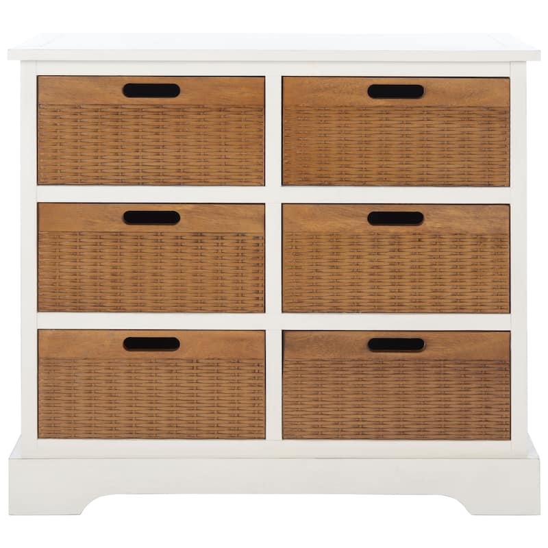 SAFAVIEH Landers Farmhouse 6-Drawer Storage Chest - 30" W x 12.5" L x 26" H