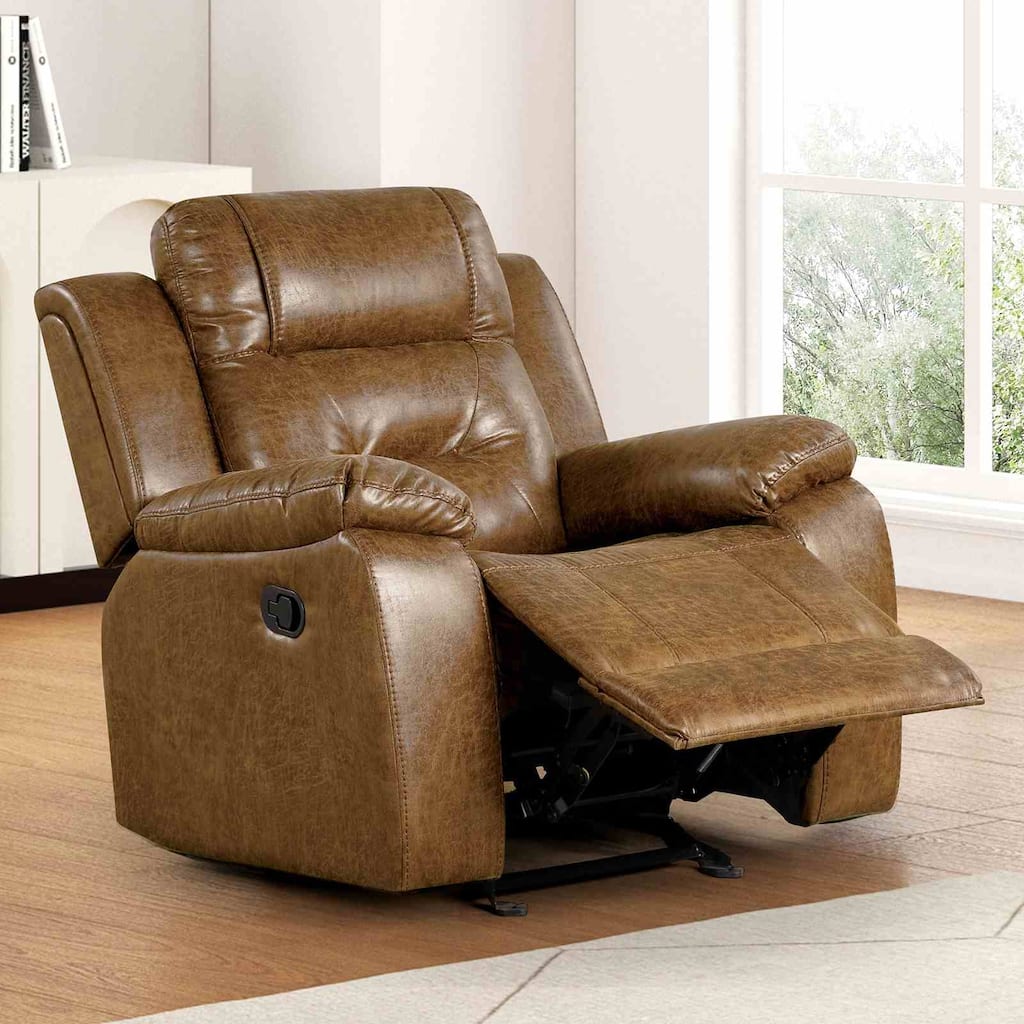 Brown Faux Leather Recliner Manual 1pc