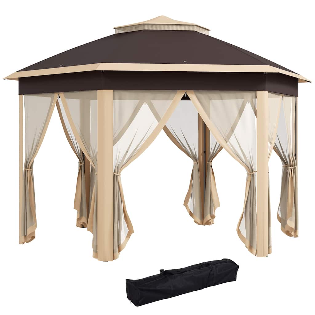 13' x 13' Pop Up Gazebo, Hexagonal Canopy Shelter
