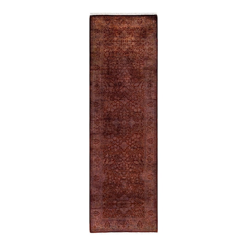 Overton Hand Knotted Wool Vintage Inspired Modern Contemporary Overdyed Red Area Rug - 2' 6" x 8' 6"