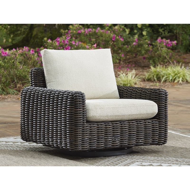 Signature Design by Ashley Kimora Brown/Beige Brown Outdoor Swivel Lounge Chair - 40" W x 39" D x 36.88" H