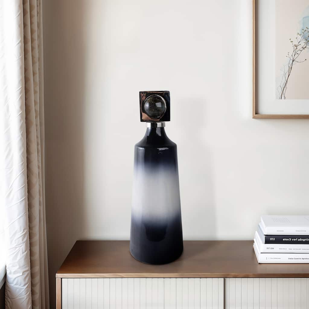 Glass Metal Decorative Vase with Contemporary Single Modern Accents