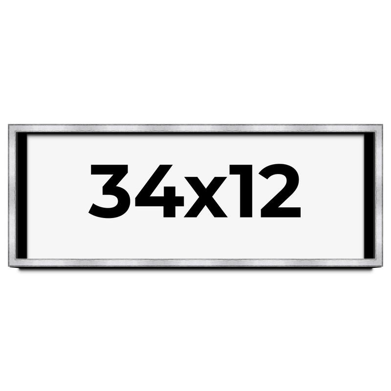 34x12 Shadow Box Frame Silver | 1.375 Inches Deep Real Wood
