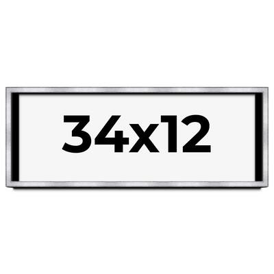 34x12 Shadow Box Frame Silver | 1.375 Inches Deep Real Wood